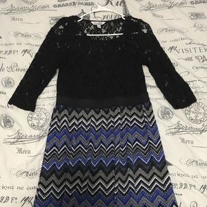 Chevron and Black Lace Dress